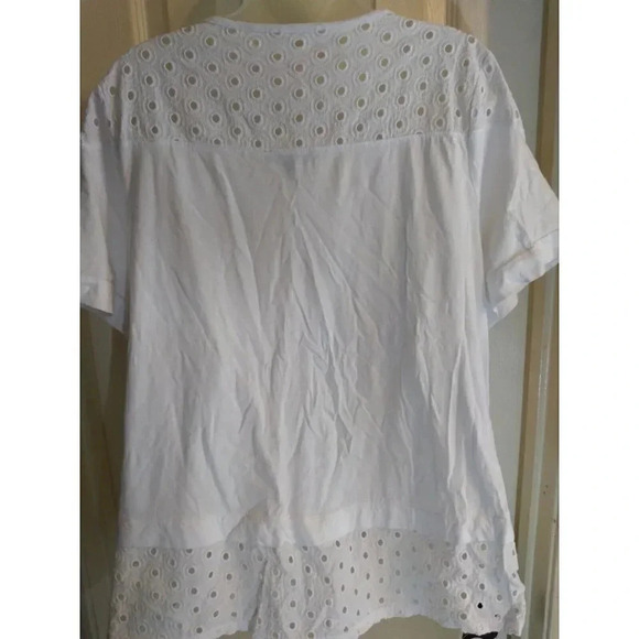 Lane Bryant Top White Eyelet Neck And Hem Sz 20 Bust 40 Length 27 Milkmaid Peasa - Picture 4 of 9